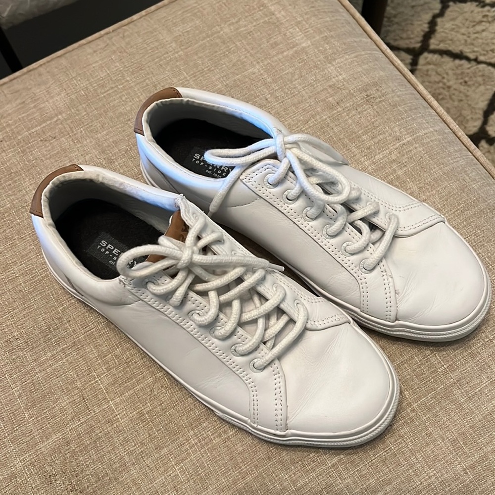 Sperry Top-siders, white leather